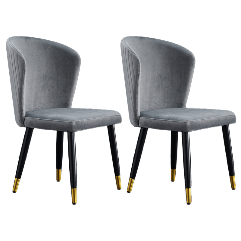 Glam Wood Dining Room Chairs Velvet Dining Armless Chairs for Home Use (Set of 2) Dark Gray Clearhalo ' kitchen&dining_furn' 'Dining Chairs' 'Dining Tables & Seating' 'dining_chair' 'furn' 'furn_dining_chair' 'Furniture' 'furniture_dining_chair' 'Kitchen & Dining Furniture' 'kitchen' 3957650