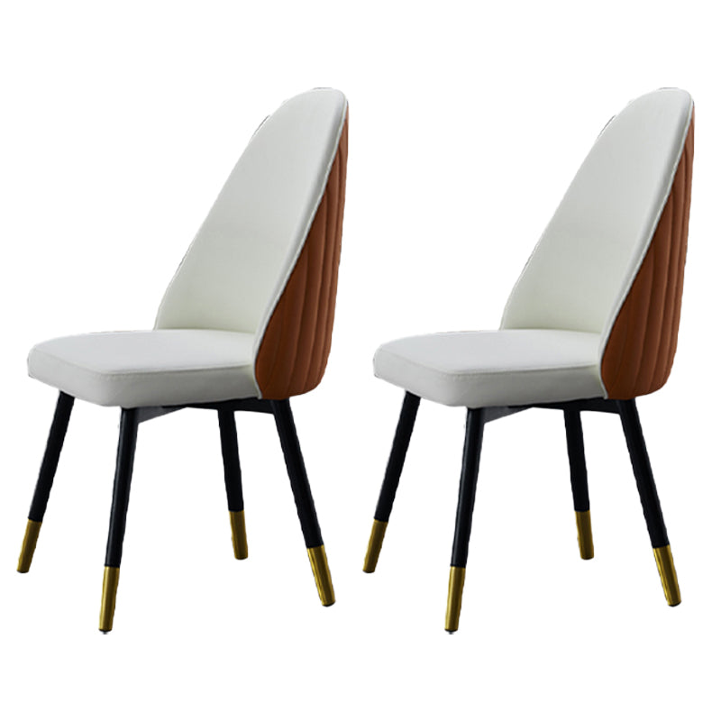 Glam Wood Dining Room Chairs Upholstered Armless Dining Chairs for Home Use (Set of 2) Off-White Clearhalo ' kitchen&dining_furn' 'Dining Chairs' 'Dining Tables & Seating' 'dining_chair' 'furn' 'furn_dining_chair' 'Furniture' 'furniture_dining_chair' 'Kitchen & Dining Furniture' 'kitchen' 3957662