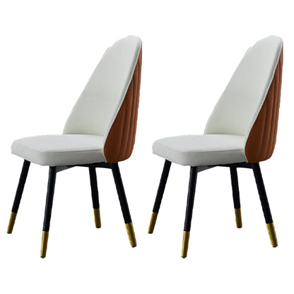 Glam Wood Dining Room Chairs Upholstered Armless Dining Chairs for Home Use (Set of 2) Off-White Clearhalo ' kitchen&dining_furn' 'Dining Chairs' 'Dining Tables & Seating' 'dining_chair' 'furn' 'furn_dining_chair' 'Furniture' 'furniture_dining_chair' 'Kitchen & Dining Furniture' 'kitchen' 3957662