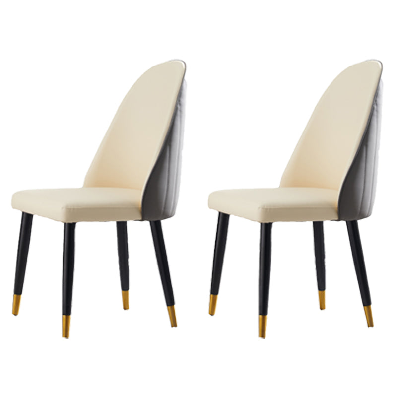 Glam Wood Dining Room Chairs Upholstered Armless Dining Chairs for Home Use (Set of 2) Beige Clearhalo ' kitchen&dining_furn' 'Dining Chairs' 'Dining Tables & Seating' 'dining_chair' 'furn' 'furn_dining_chair' 'Furniture' 'furniture_dining_chair' 'Kitchen & Dining Furniture' 'kitchen' 3957664