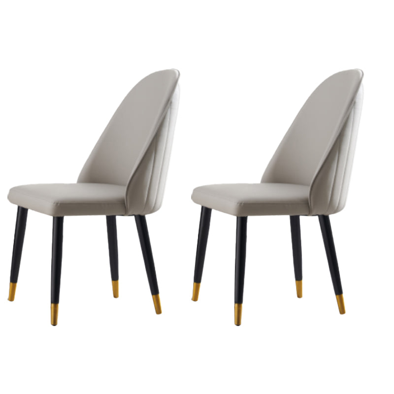 Glam Wood Dining Room Chairs Upholstered Armless Dining Chairs for Home Use (Set of 2) Light Gray Clearhalo ' kitchen&dining_furn' 'Dining Chairs' 'Dining Tables & Seating' 'dining_chair' 'furn' 'furn_dining_chair' 'Furniture' 'furniture_dining_chair' 'Kitchen & Dining Furniture' 'kitchen' 3957665