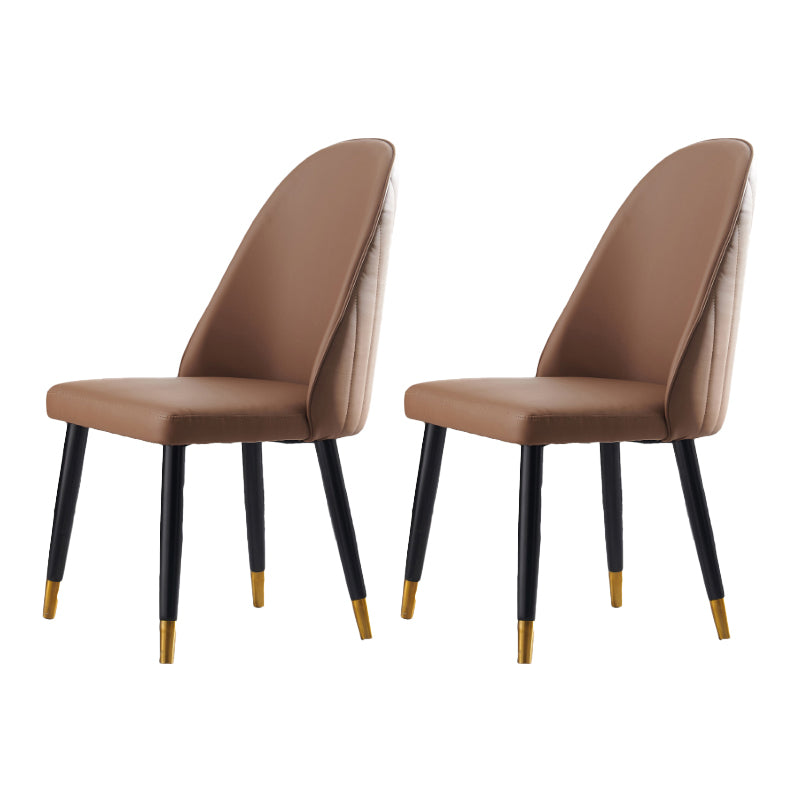 Glam Wood Dining Room Chairs Upholstered Armless Dining Chairs for Home Use (Set of 2) Dark Khaki Clearhalo ' kitchen&dining_furn' 'Dining Chairs' 'Dining Tables & Seating' 'dining_chair' 'furn' 'furn_dining_chair' 'Furniture' 'furniture_dining_chair' 'Kitchen & Dining Furniture' 'kitchen' 3957671