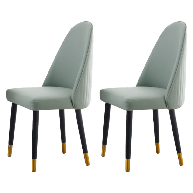 Glam Wood Dining Room Chairs Upholstered Armless Dining Chairs for Home Use (Set of 2) Light Green Clearhalo ' kitchen&dining_furn' 'Dining Chairs' 'Dining Tables & Seating' 'dining_chair' 'furn' 'furn_dining_chair' 'Furniture' 'furniture_dining_chair' 'Kitchen & Dining Furniture' 'kitchen' 3957673