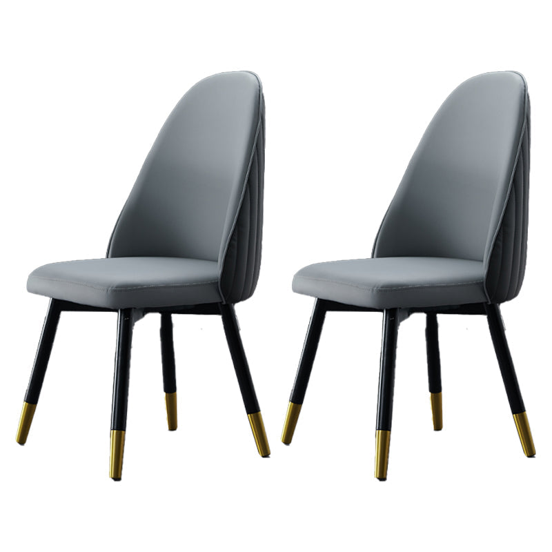 Glam Wood Dining Room Chairs Upholstered Armless Dining Chairs for Home Use (Set of 2) Gray Black Clearhalo ' kitchen&dining_furn' 'Dining Chairs' 'Dining Tables & Seating' 'dining_chair' 'furn' 'furn_dining_chair' 'Furniture' 'furniture_dining_chair' 'Kitchen & Dining Furniture' 'kitchen' 3957675