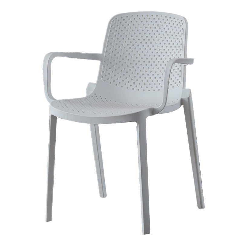 Contemporary Style Plastic Dining Arm Chairs Solid Back Stackable Chairs Clearhalo ' kitchen&dining_furn' 'Dining Chairs' 'Dining Tables & Seating' 'dining_chair' 'furn' 'furn_dining_chair' 'Furniture' 'furniture_dining_chair' 'Kitchen & Dining Furniture' 'kitchen' 3957690