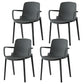 Contemporary Style Plastic Dining Arm Chairs Solid Back Stackable Chairs Grey 4 Piece Set Clearhalo ' kitchen&dining_furn' 'Dining Chairs' 'Dining Tables & Seating' 'dining_chair' 'furn' 'furn_dining_chair' 'Furniture' 'furniture_dining_chair' 'Kitchen & Dining Furniture' 'kitchen' 3957694