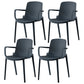 Contemporary Style Plastic Dining Arm Chairs Solid Back Stackable Chairs Gray-Blue 4 Piece Set Clearhalo ' kitchen&dining_furn' 'Dining Chairs' 'Dining Tables & Seating' 'dining_chair' 'furn' 'furn_dining_chair' 'Furniture' 'furniture_dining_chair' 'Kitchen & Dining Furniture' 'kitchen' 3957706