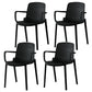 Contemporary Style Plastic Dining Arm Chairs Solid Back Stackable Chairs Black 4 Piece Set Clearhalo ' kitchen&dining_furn' 'Dining Chairs' 'Dining Tables & Seating' 'dining_chair' 'furn' 'furn_dining_chair' 'Furniture' 'furniture_dining_chair' 'Kitchen & Dining Furniture' 'kitchen' 3957712