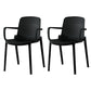 Contemporary Style Plastic Dining Arm Chairs Solid Back Stackable Chairs Black 2 Piece Set Clearhalo ' kitchen&dining_furn' 'Dining Chairs' 'Dining Tables & Seating' 'dining_chair' 'furn' 'furn_dining_chair' 'Furniture' 'furniture_dining_chair' 'Kitchen & Dining Furniture' 'kitchen' 3957714