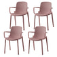 Contemporary Style Plastic Dining Arm Chairs Solid Back Stackable Chairs Pink 4 Piece Set Clearhalo ' kitchen&dining_furn' 'Dining Chairs' 'Dining Tables & Seating' 'dining_chair' 'furn' 'furn_dining_chair' 'Furniture' 'furniture_dining_chair' 'Kitchen & Dining Furniture' 'kitchen' 3957715
