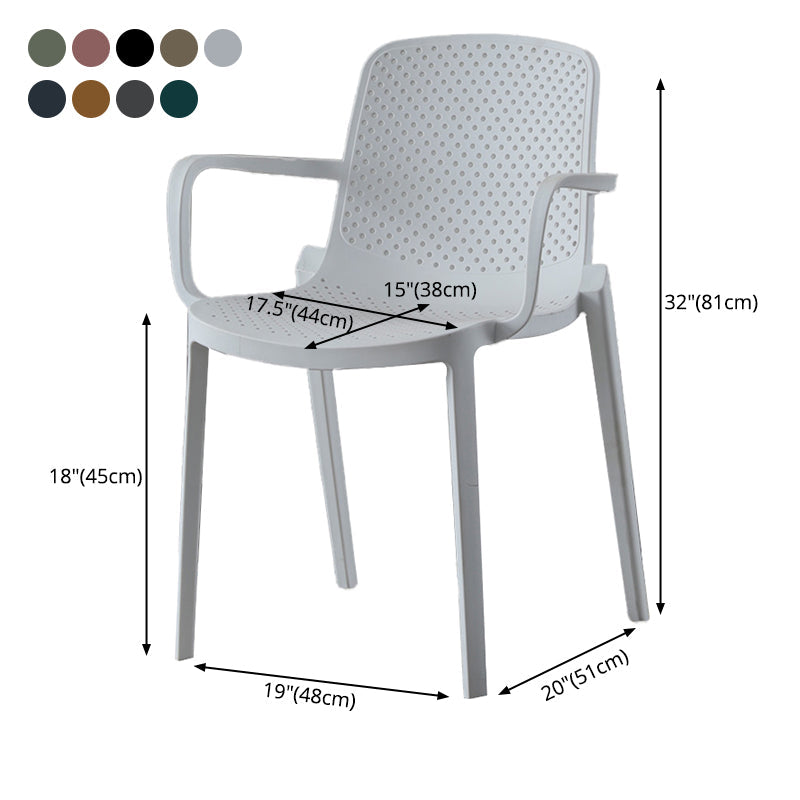 Contemporary Style Plastic Dining Arm Chairs Solid Back Stackable Chairs Clearhalo ' kitchen&dining_furn' 'Dining Chairs' 'Dining Tables & Seating' 'dining_chair' 'furn' 'furn_dining_chair' 'Furniture' 'furniture_dining_chair' 'Kitchen & Dining Furniture' 'kitchen' 3957721