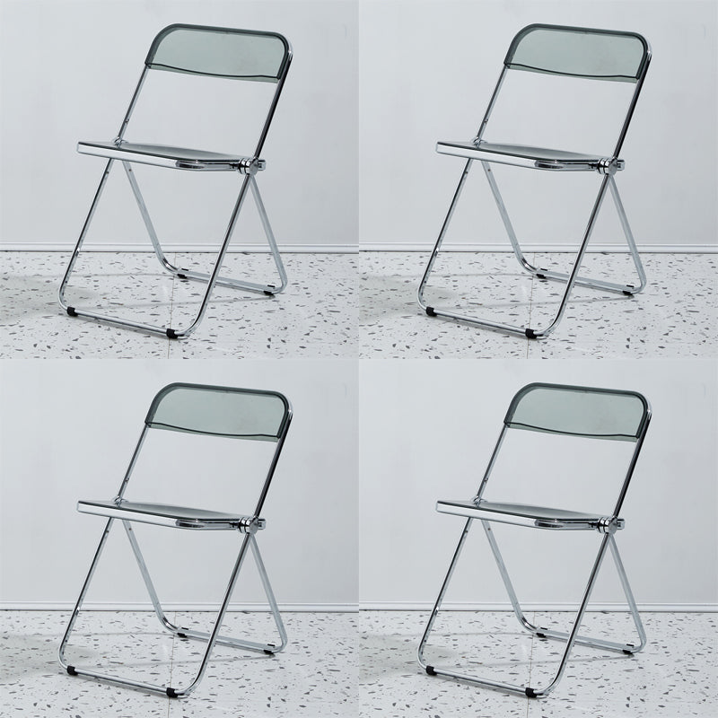 Metal Modern Indoor-Outdoor Chair Armless Open Back Dining Side Chair Smoke Gray 4 Piece Set Clearhalo ' kitchen&dining_furn' 'Dining Chairs' 'Dining Tables & Seating' 'dining_chair' 'furn' 'furn_dining_chair' 'Furniture' 'furniture_dining_chair' 'Kitchen & Dining Furniture' 'kitchen' 3957737