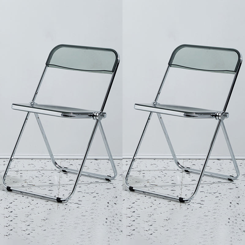 Metal Modern Indoor-Outdoor Chair Armless Open Back Dining Side Chair Smoke Gray 2 Piece Set Clearhalo ' kitchen&dining_furn' 'Dining Chairs' 'Dining Tables & Seating' 'dining_chair' 'furn' 'furn_dining_chair' 'Furniture' 'furniture_dining_chair' 'Kitchen & Dining Furniture' 'kitchen' 3957740