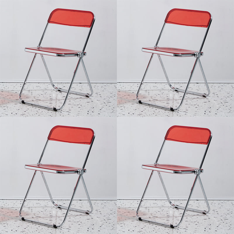 Metal Modern Indoor-Outdoor Chair Armless Open Back Dining Side Chair Red 4 Piece Set Clearhalo ' kitchen&dining_furn' 'Dining Chairs' 'Dining Tables & Seating' 'dining_chair' 'furn' 'furn_dining_chair' 'Furniture' 'furniture_dining_chair' 'Kitchen & Dining Furniture' 'kitchen' 3957742