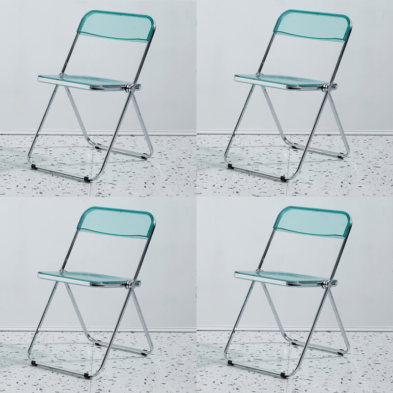Metal Modern Indoor-Outdoor Chair Armless Open Back Dining Side Chair Lake Blue 4 Piece Set Clearhalo ' kitchen&dining_furn' 'Dining Chairs' 'Dining Tables & Seating' 'dining_chair' 'furn' 'furn_dining_chair' 'Furniture' 'furniture_dining_chair' 'Kitchen & Dining Furniture' 'kitchen' 3957760