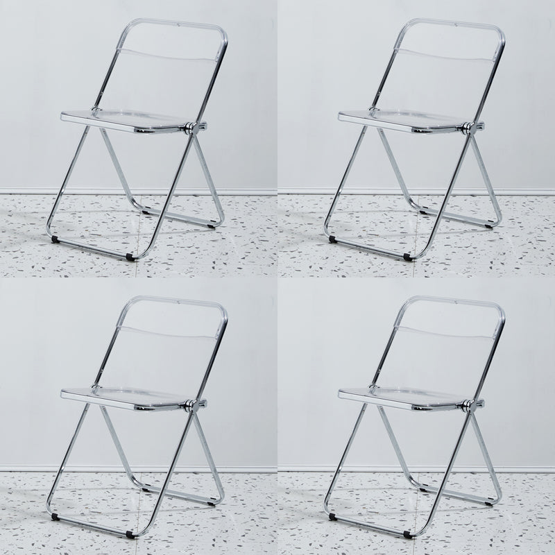 Metal Modern Indoor-Outdoor Chair Armless Open Back Dining Side Chair Clear 4 Piece Set Clearhalo ' kitchen&dining_furn' 'Dining Chairs' 'Dining Tables & Seating' 'dining_chair' 'furn' 'furn_dining_chair' 'Furniture' 'furniture_dining_chair' 'Kitchen & Dining Furniture' 'kitchen' 3957763