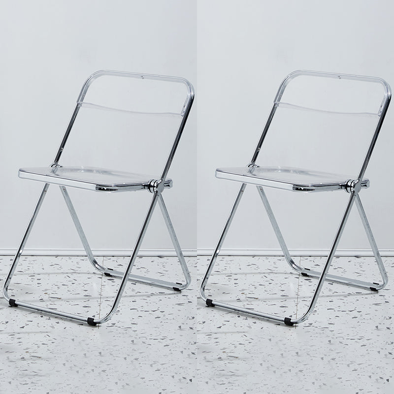 Metal Modern Indoor-Outdoor Chair Armless Open Back Dining Side Chair Clear 2 Piece Set Clearhalo ' kitchen&dining_furn' 'Dining Chairs' 'Dining Tables & Seating' 'dining_chair' 'furn' 'furn_dining_chair' 'Furniture' 'furniture_dining_chair' 'Kitchen & Dining Furniture' 'kitchen' 3957765