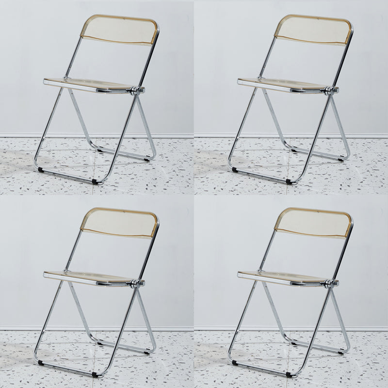 Metal Modern Indoor-Outdoor Chair Armless Open Back Dining Side Chair Amber 4 Piece Set Clearhalo ' kitchen&dining_furn' 'Dining Chairs' 'Dining Tables & Seating' 'dining_chair' 'furn' 'furn_dining_chair' 'Furniture' 'furniture_dining_chair' 'Kitchen & Dining Furniture' 'kitchen' 3957772