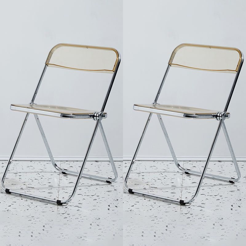 Metal Modern Indoor-Outdoor Chair Armless Open Back Dining Side Chair Amber 2 Piece Set Clearhalo ' kitchen&dining_furn' 'Dining Chairs' 'Dining Tables & Seating' 'dining_chair' 'furn' 'furn_dining_chair' 'Furniture' 'furniture_dining_chair' 'Kitchen & Dining Furniture' 'kitchen' 3957774