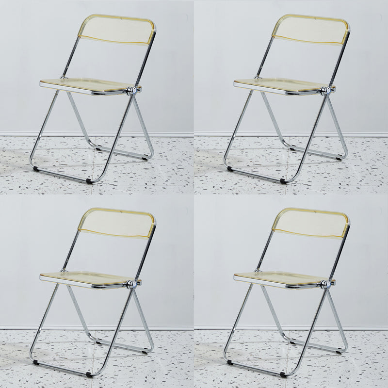 Metal Modern Indoor-Outdoor Chair Armless Open Back Dining Side Chair Yellow 4 Piece Set Clearhalo ' kitchen&dining_furn' 'Dining Chairs' 'Dining Tables & Seating' 'dining_chair' 'furn' 'furn_dining_chair' 'Furniture' 'furniture_dining_chair' 'Kitchen & Dining Furniture' 'kitchen' 3957775