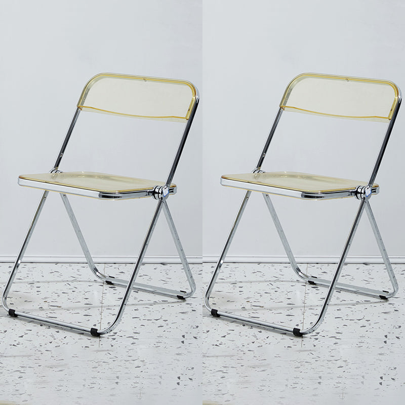 Metal Modern Indoor-Outdoor Chair Armless Open Back Dining Side Chair Yellow 2 Piece Set Clearhalo ' kitchen&dining_furn' 'Dining Chairs' 'Dining Tables & Seating' 'dining_chair' 'furn' 'furn_dining_chair' 'Furniture' 'furniture_dining_chair' 'Kitchen & Dining Furniture' 'kitchen' 3957777