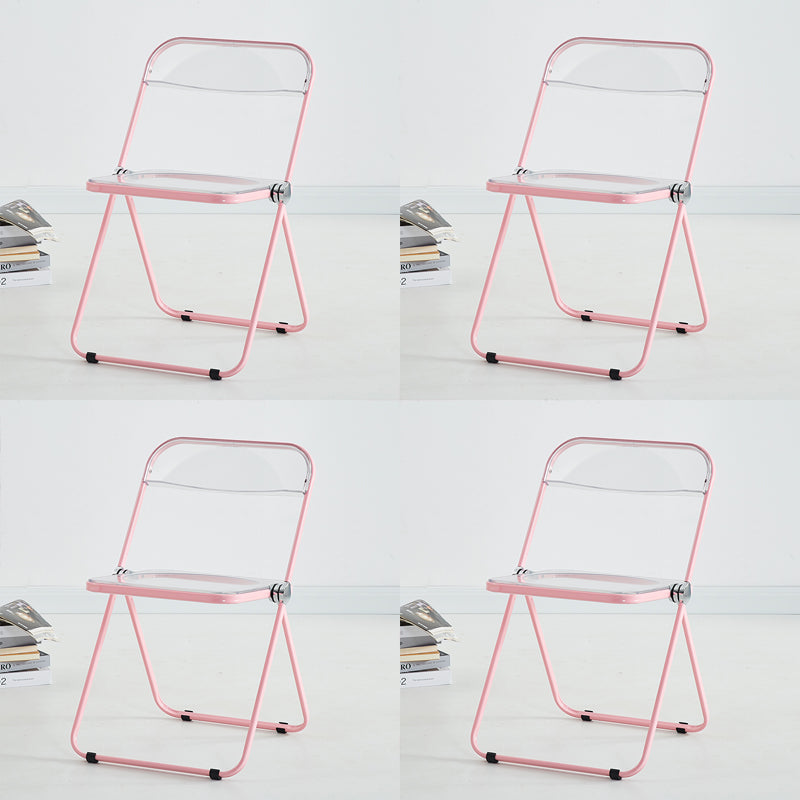 Metal Modern Indoor-Outdoor Chair Armless Open Back Dining Side Chair Pink 4 Piece Set Clearhalo ' kitchen&dining_furn' 'Dining Chairs' 'Dining Tables & Seating' 'dining_chair' 'furn' 'furn_dining_chair' 'Furniture' 'furniture_dining_chair' 'Kitchen & Dining Furniture' 'kitchen' 3957778