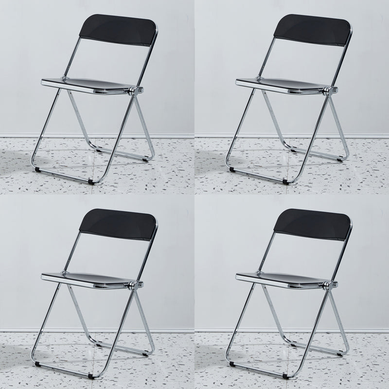 Metal Modern Indoor-Outdoor Chair Armless Open Back Dining Side Chair Gloss Black 4 Piece Set Clearhalo ' kitchen&dining_furn' 'Dining Chairs' 'Dining Tables & Seating' 'dining_chair' 'furn' 'furn_dining_chair' 'Furniture' 'furniture_dining_chair' 'Kitchen & Dining Furniture' 'kitchen' 3957784