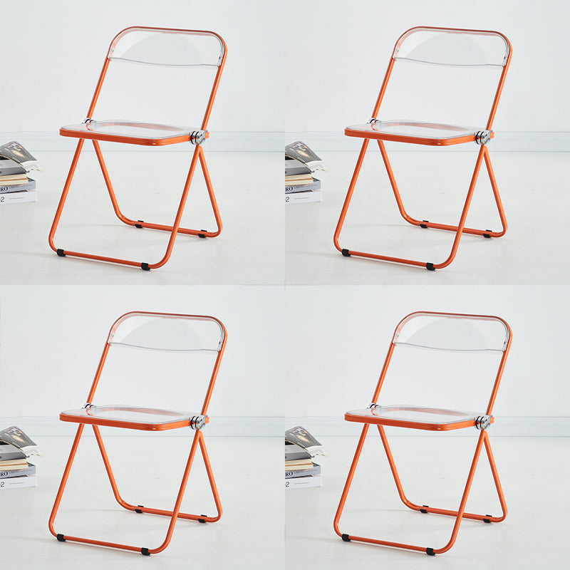 Metal Modern Indoor-Outdoor Chair Armless Open Back Dining Side Chair Orange 4 Piece Set Clearhalo ' kitchen&dining_furn' 'Dining Chairs' 'Dining Tables & Seating' 'dining_chair' 'furn' 'furn_dining_chair' 'Furniture' 'furniture_dining_chair' 'Kitchen & Dining Furniture' 'kitchen' 3957787