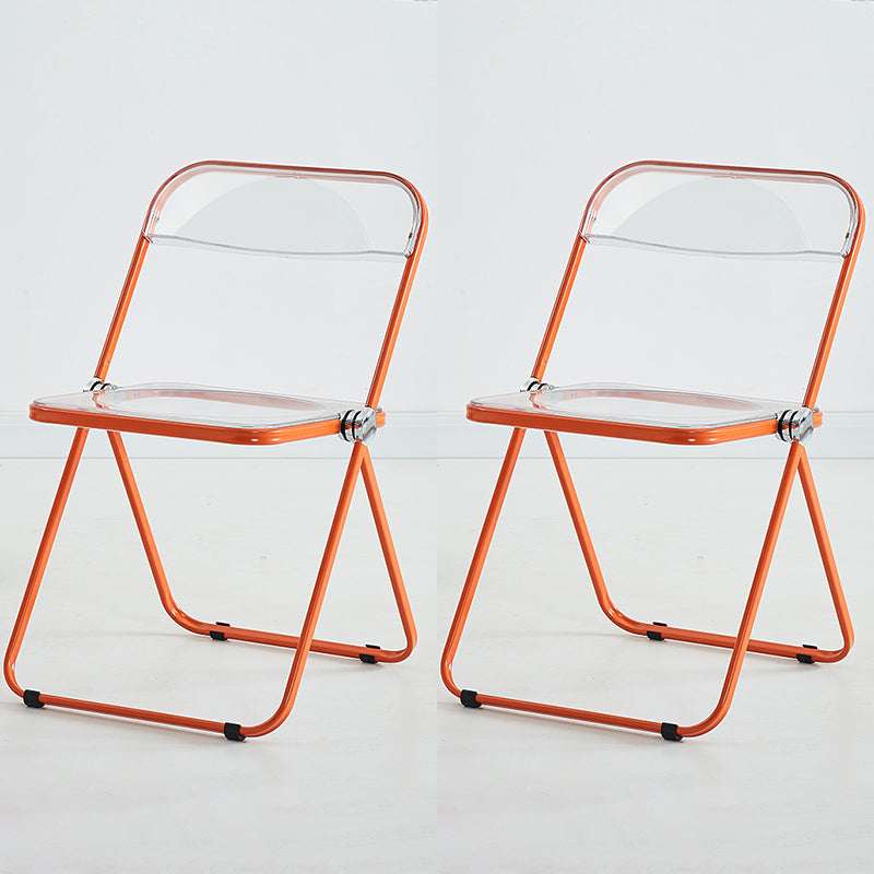 Metal Modern Indoor-Outdoor Chair Armless Open Back Dining Side Chair Orange 2 Piece Set Clearhalo ' kitchen&dining_furn' 'Dining Chairs' 'Dining Tables & Seating' 'dining_chair' 'furn' 'furn_dining_chair' 'Furniture' 'furniture_dining_chair' 'Kitchen & Dining Furniture' 'kitchen' 3957789