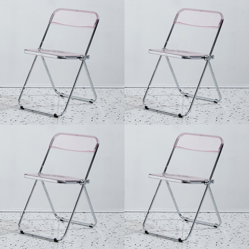 Metal Modern Indoor-Outdoor Chair Armless Open Back Dining Side Chair Pinkish Red 4 Piece Set Clearhalo ' kitchen&dining_furn' 'Dining Chairs' 'Dining Tables & Seating' 'dining_chair' 'furn' 'furn_dining_chair' 'Furniture' 'furniture_dining_chair' 'Kitchen & Dining Furniture' 'kitchen' 3957790