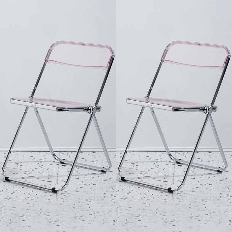 Metal Modern Indoor-Outdoor Chair Armless Open Back Dining Side Chair Pinkish Red 2 Piece Set Clearhalo ' kitchen&dining_furn' 'Dining Chairs' 'Dining Tables & Seating' 'dining_chair' 'furn' 'furn_dining_chair' 'Furniture' 'furniture_dining_chair' 'Kitchen & Dining Furniture' 'kitchen' 3957792