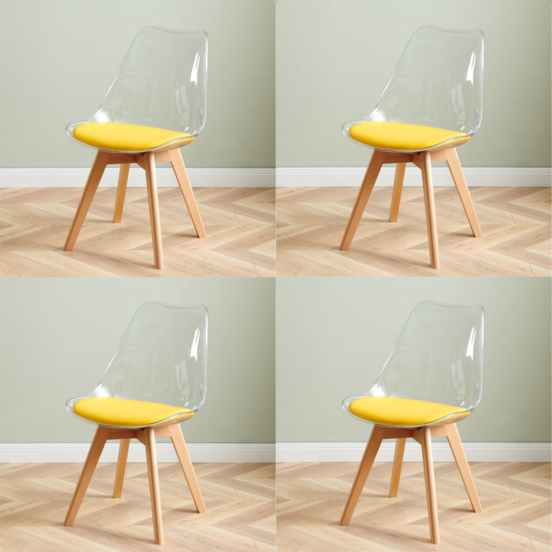 Contemporary Beech Wood Chair Set Solid Back Side Dining Kitchen Chairs Yellow Set of 4 Clearhalo ' kitchen&dining_furn' 'Dining Chairs' 'Dining Tables & Seating' 'dining_chair' 'Furniture' 'furniture_dining_chair' 'Kitchen & Dining Furniture' 'kitchen' 3957801