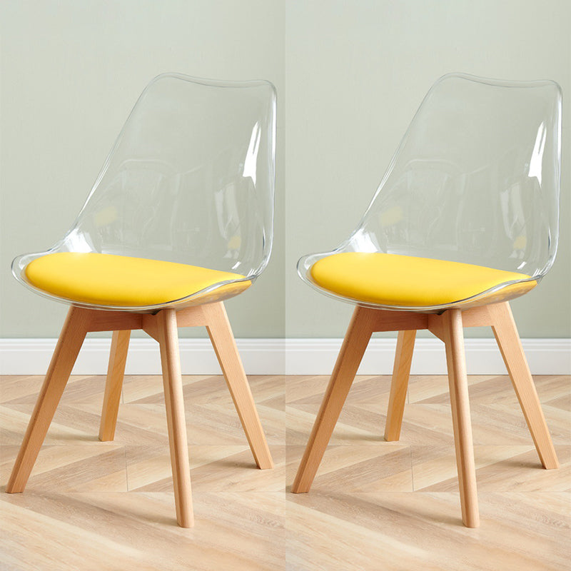 Contemporary Beech Wood Chair Set Solid Back Side Dining Kitchen Chairs Yellow Set of 2 Clearhalo ' kitchen&dining_furn' 'Dining Chairs' 'Dining Tables & Seating' 'dining_chair' 'Furniture' 'furniture_dining_chair' 'Kitchen & Dining Furniture' 'kitchen' 3957804
