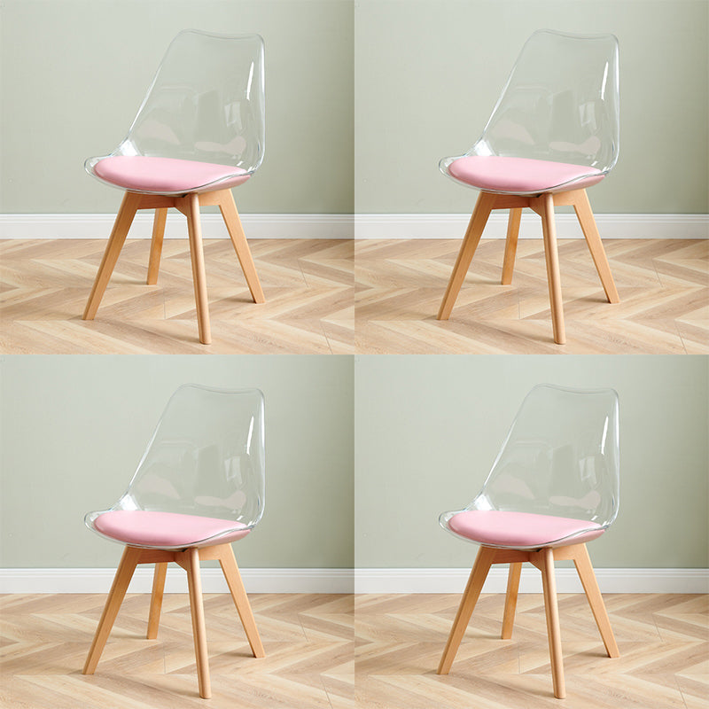 Contemporary Beech Wood Chair Set Solid Back Side Dining Kitchen Chairs Pink Set of 4 Clearhalo ' kitchen&dining_furn' 'Dining Chairs' 'Dining Tables & Seating' 'dining_chair' 'Furniture' 'furniture_dining_chair' 'Kitchen & Dining Furniture' 'kitchen' 3957806