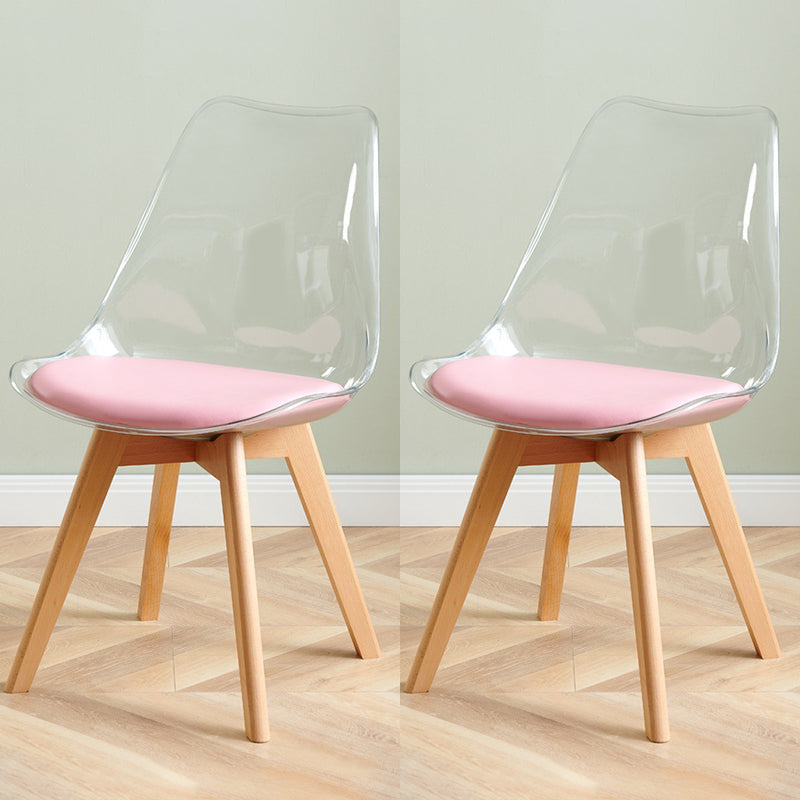 Contemporary Beech Wood Chair Set Solid Back Side Dining Kitchen Chairs Pink Set of 2 Clearhalo ' kitchen&dining_furn' 'Dining Chairs' 'Dining Tables & Seating' 'dining_chair' 'Furniture' 'furniture_dining_chair' 'Kitchen & Dining Furniture' 'kitchen' 3957810