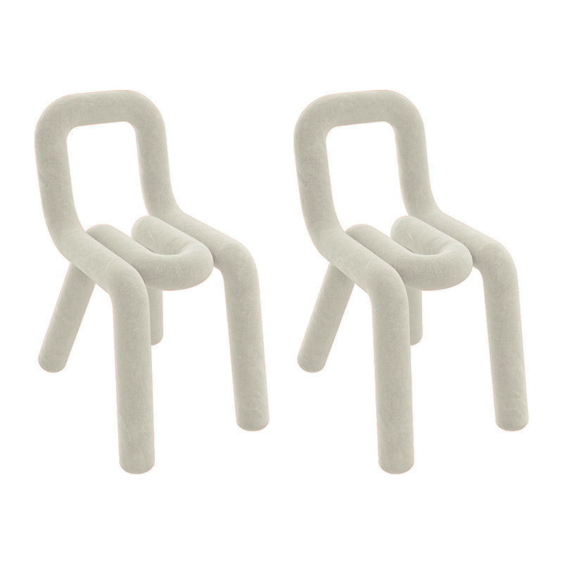 Designer Style Velvet Side Chair Matte Finish Open Back Dining Chairs for Home Off-White 2 Piece Set Clearhalo ' kitchen&dining_furn' 'Dining Chairs' 'Dining Tables & Seating' 'dining_chair' 'furn' 'furn_dining_chair' 'Furniture' 'furniture_dining_chair' 'Kitchen & Dining Furniture' 'kitchen' 3957832