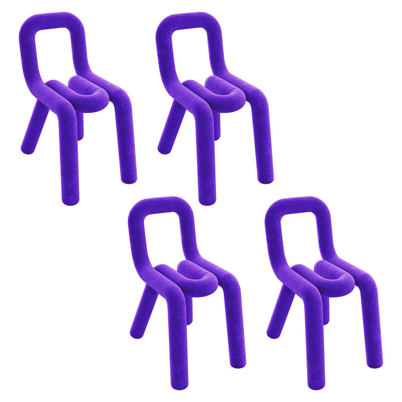 Designer Style Velvet Side Chair Matte Finish Open Back Dining Chairs for Home Purple 4 Piece Set Clearhalo ' kitchen&dining_furn' 'Dining Chairs' 'Dining Tables & Seating' 'dining_chair' 'furn' 'furn_dining_chair' 'Furniture' 'furniture_dining_chair' 'Kitchen & Dining Furniture' 'kitchen' 3957848