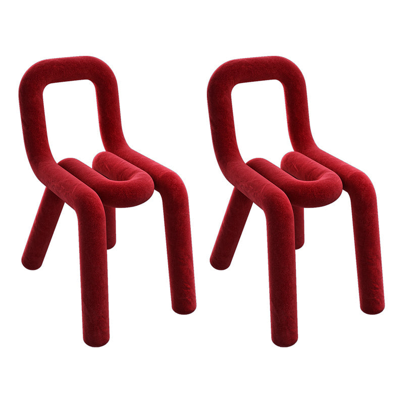 Designer Style Velvet Side Chair Matte Finish Open Back Dining Chairs for Home Red 2 Piece Set Clearhalo ' kitchen&dining_furn' 'Dining Chairs' 'Dining Tables & Seating' 'dining_chair' 'furn' 'furn_dining_chair' 'Furniture' 'furniture_dining_chair' 'Kitchen & Dining Furniture' 'kitchen' 3957853