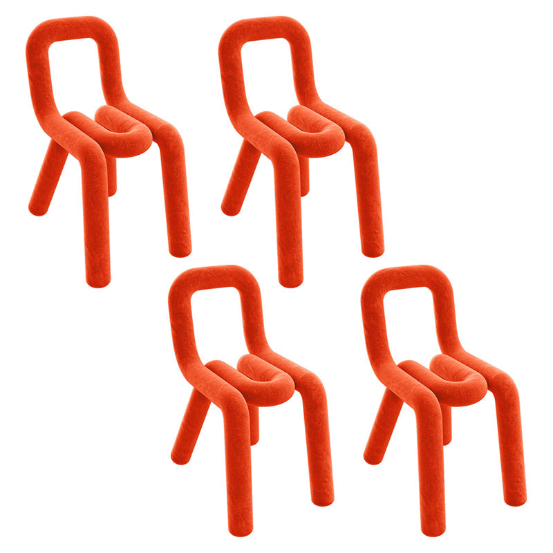 Designer Style Velvet Side Chair Matte Finish Open Back Dining Chairs for Home Orange Red 4 Piece Set Clearhalo ' kitchen&dining_furn' 'Dining Chairs' 'Dining Tables & Seating' 'dining_chair' 'furn' 'furn_dining_chair' 'Furniture' 'furniture_dining_chair' 'Kitchen & Dining Furniture' 'kitchen' 3957863
