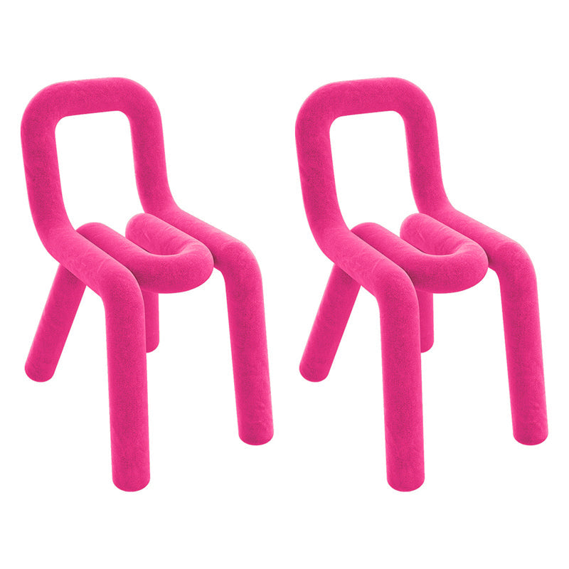 Designer Style Velvet Side Chair Matte Finish Open Back Dining Chairs for Home Pink 2 Piece Set Clearhalo ' kitchen&dining_furn' 'Dining Chairs' 'Dining Tables & Seating' 'dining_chair' 'furn' 'furn_dining_chair' 'Furniture' 'furniture_dining_chair' 'Kitchen & Dining Furniture' 'kitchen' 3957865