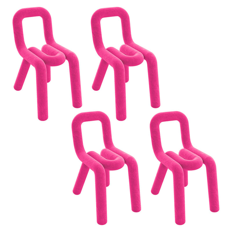 Designer Style Velvet Side Chair Matte Finish Open Back Dining Chairs for Home Pink 4 Piece Set Clearhalo ' kitchen&dining_furn' 'Dining Chairs' 'Dining Tables & Seating' 'dining_chair' 'furn' 'furn_dining_chair' 'Furniture' 'furniture_dining_chair' 'Kitchen & Dining Furniture' 'kitchen' 3957866