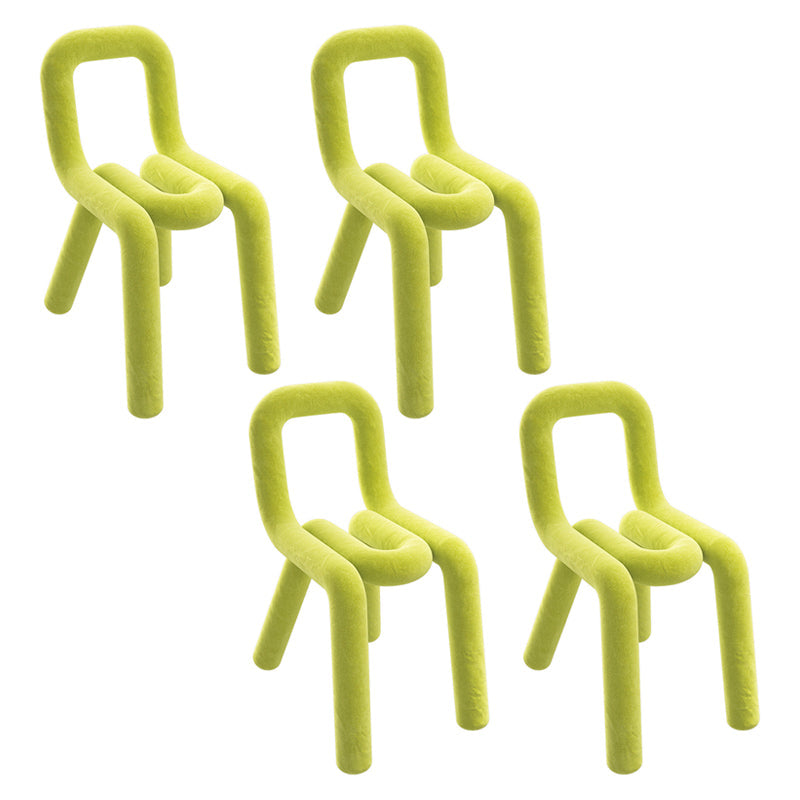 Designer Style Velvet Side Chair Matte Finish Open Back Dining Chairs for Home Yellow 4 Piece Set Clearhalo ' kitchen&dining_furn' 'Dining Chairs' 'Dining Tables & Seating' 'dining_chair' 'furn' 'furn_dining_chair' 'Furniture' 'furniture_dining_chair' 'Kitchen & Dining Furniture' 'kitchen' 3957869