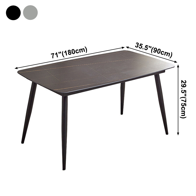 Metal Industrial Rectangle Dining Table Sintered Stone Top Indoor Table for Dining Room Clearhalo ' dining_table' 'Dining Tables & Seating' 'Dining Tables' 'furn' 'furn_dining_table' 'Furniture' 'furniture_dining_table' 'Kitchen & Dining Furniture' 'kitchen&dining_furn' 'kitchen' 'kitchen_dining_table' 3958855
