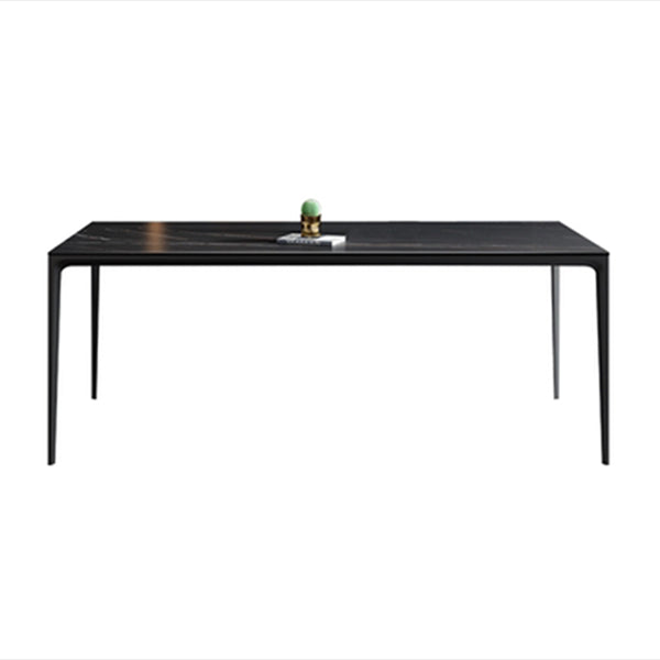 Industrial Style Home Sintered Stone Dining Table Metallic Base Rectangle Table Black Without Chairs Clearhalo ' dining_table' 'Dining Tables & Seating' 'Dining Tables' 'furn' 'furn_dining_table' 'Furniture' 'furniture_dining_table' 'Kitchen & Dining Furniture' 'kitchen&dining_furn' 'kitchen' 'kitchen_dining_table' 3958865