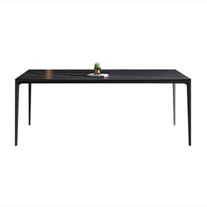 Industrial Style Home Sintered Stone Dining Table Metallic Base Rectangle Table Black Without Chairs Clearhalo ' dining_table' 'Dining Tables & Seating' 'Dining Tables' 'furn' 'furn_dining_table' 'Furniture' 'furniture_dining_table' 'Kitchen & Dining Furniture' 'kitchen&dining_furn' 'kitchen' 'kitchen_dining_table' 3958865