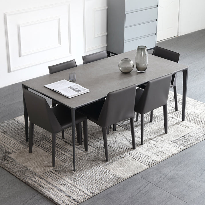 Industrial Style Home Sintered Stone Dining Table Metallic Base Rectangle Table Clearhalo ' dining_table' 'Dining Tables & Seating' 'Dining Tables' 'furn' 'furn_dining_table' 'Furniture' 'furniture_dining_table' 'Kitchen & Dining Furniture' 'kitchen&dining_furn' 'kitchen' 'kitchen_dining_table' 3958870