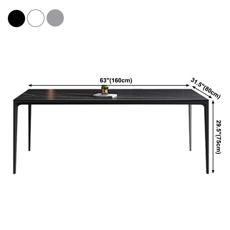 Industrial Style Home Sintered Stone Dining Table Metallic Base Rectangle Table Clearhalo ' dining_table' 'Dining Tables & Seating' 'Dining Tables' 'furn' 'furn_dining_table' 'Furniture' 'furniture_dining_table' 'Kitchen & Dining Furniture' 'kitchen&dining_furn' 'kitchen' 'kitchen_dining_table' 3958877