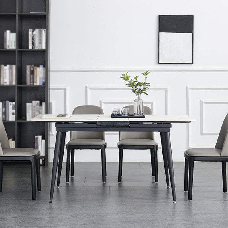 4-foot Stone Dinette Table Industrial Style Rectangle Dining Table with Drop Leaf Clearhalo ' dining_table' 'Dining Tables & Seating' 'Dining Tables' 'furn' 'furn_dining_table' 'Furniture' 'furniture_dining_table' 'Kitchen & Dining Furniture' 'kitchen&dining_furn' 'kitchen' 'kitchen_dining_table' 3958901