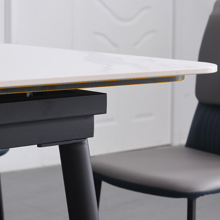 4-foot Stone Dinette Table Industrial Style Rectangle Dining Table with Drop Leaf Clearhalo ' dining_table' 'Dining Tables & Seating' 'Dining Tables' 'furn' 'furn_dining_table' 'Furniture' 'furniture_dining_table' 'Kitchen & Dining Furniture' 'kitchen&dining_furn' 'kitchen' 'kitchen_dining_table' 3958905