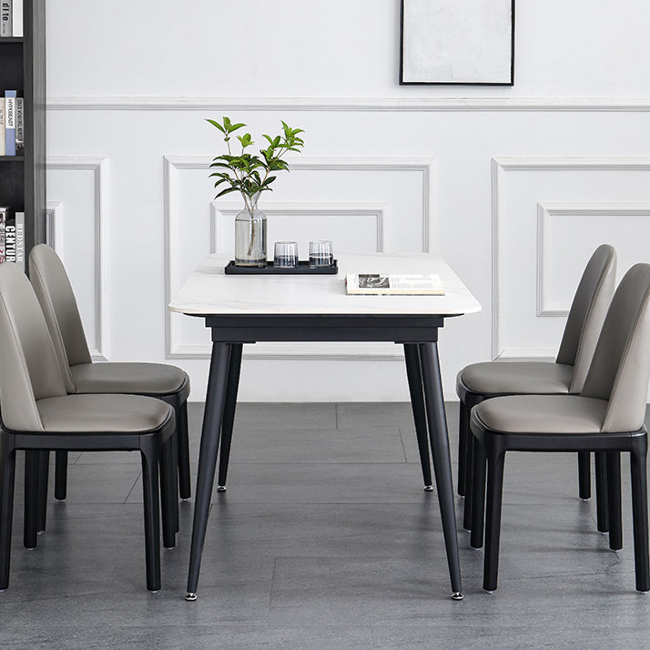 4-foot Stone Dinette Table Industrial Style Rectangle Dining Table with Drop Leaf Clearhalo ' dining_table' 'Dining Tables & Seating' 'Dining Tables' 'furn' 'furn_dining_table' 'Furniture' 'furniture_dining_table' 'Kitchen & Dining Furniture' 'kitchen&dining_furn' 'kitchen' 'kitchen_dining_table' 3958909